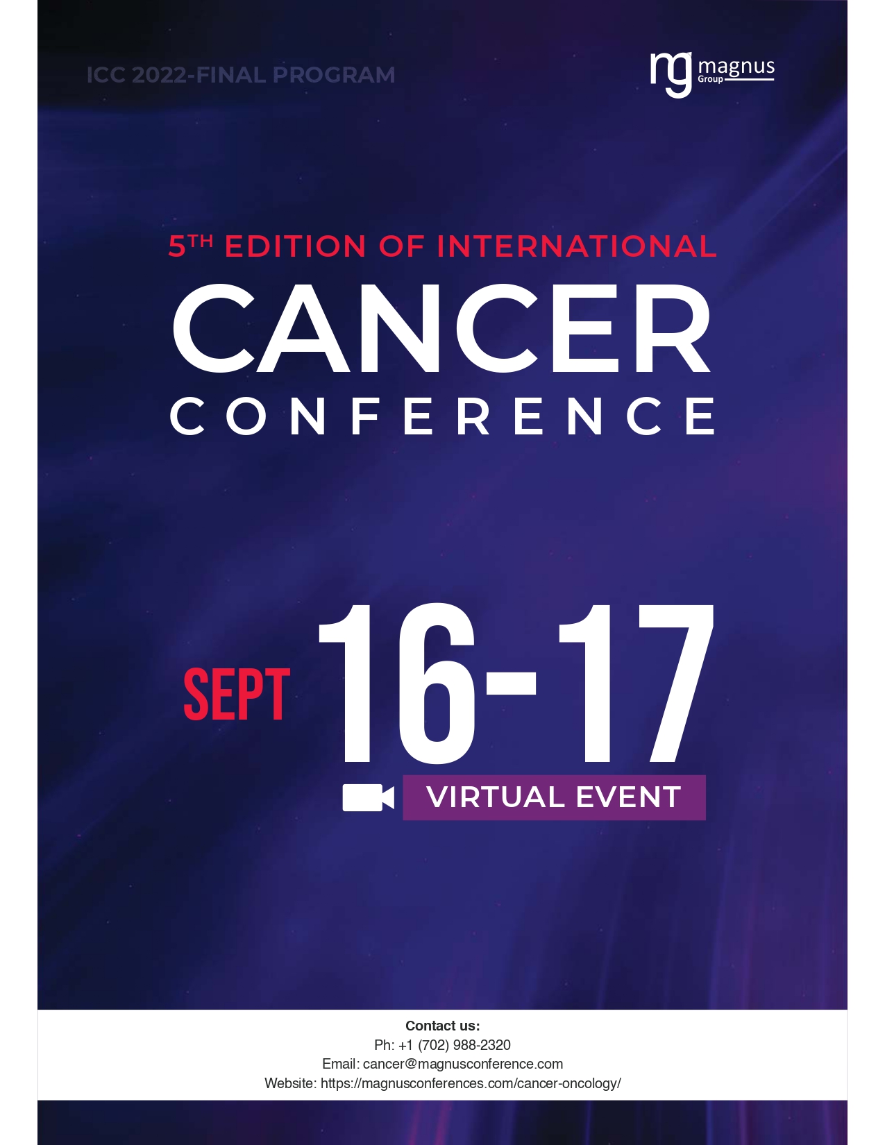 5th Edition of  International Cancer Conference | Online Event Program