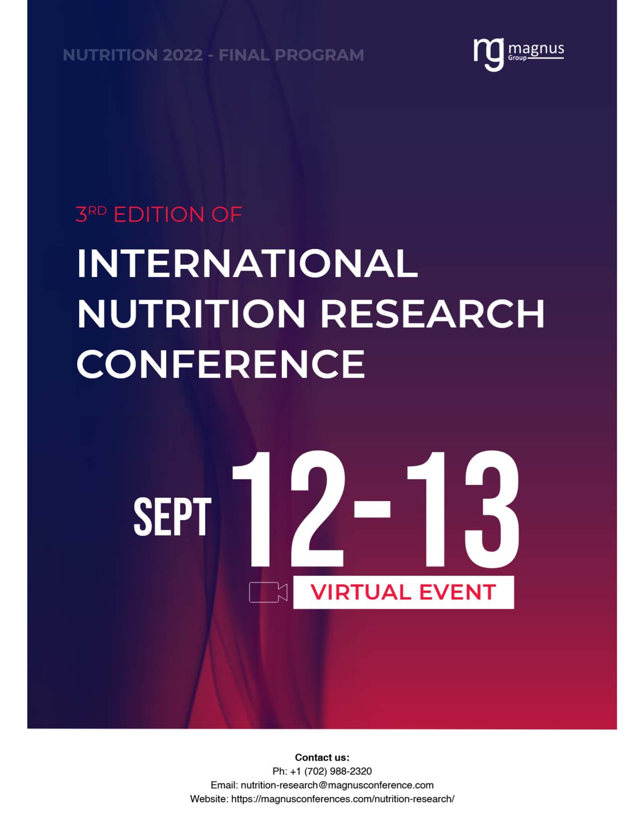 3rd Edition of International Conference on Nutrition Research Conference | Online Event Program
